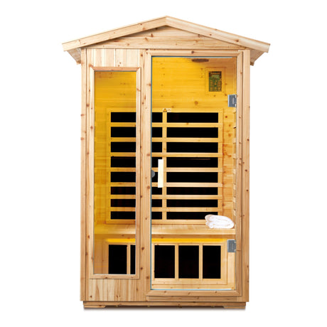 Two Person Far Infrared Old Fir Outdoor Sauna Room with Bluetooth and LED Lighting HouseOfZazla
