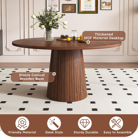 47 Inch Round MDF Dining Table for 4, Modern Farmhouse Style HouseOfZazla