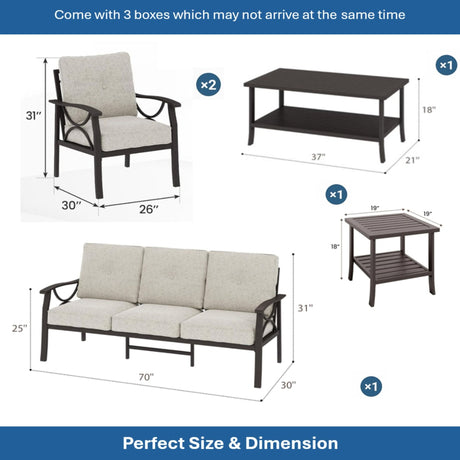 Patio Furniture Set with Coffee Table and Cushions for Backyard HouseOfZazla