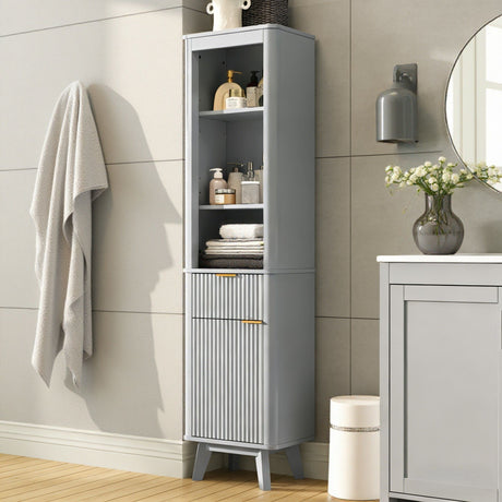 Tall Bathroom Storage Cabinet With Adjustable Shelves And 1 Drawer & Door HouseOfZazla