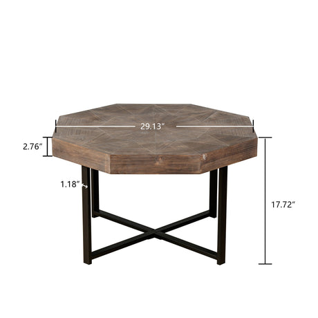 Wood Octagonal Vintage Patchwork Coffee Table HouseOfZazla