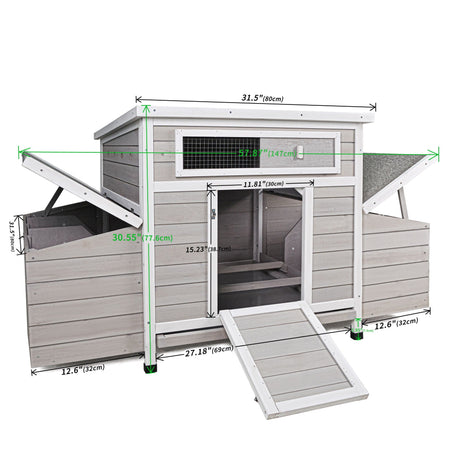 Large Chicken Coop Outdoor Hen House & Dual Nesting Boxes HouseOfZazla