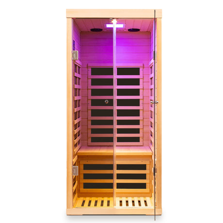 Luxury Indoor Low EMF Far Infrared Sauna Room with Hemlock Wood and Glass Double Doors HouseOfZazla