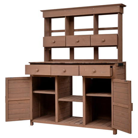 Topmax 65.7'' Tall Garden Potting Bench Table with Hutch HouseOfZazla