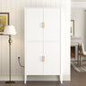 U_STYLE Modern Fluted Wine Cabinet with Glass Display & Stemware Rack HouseOfZazla