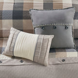 7 Piece Herringbone Comforter Set Neutral Queen