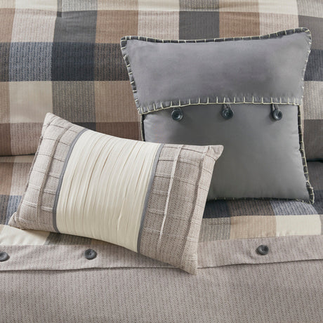 7 Piece Herringbone Comforter Set Neutral Queen HouseOfZazla