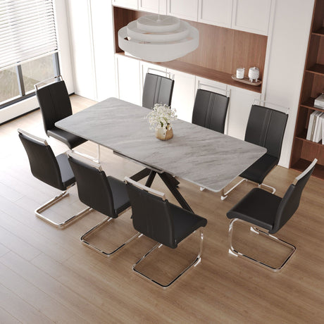 Modern Extendable Dining Table Set With Soft Padded Armless Chairs HouseOfZazla