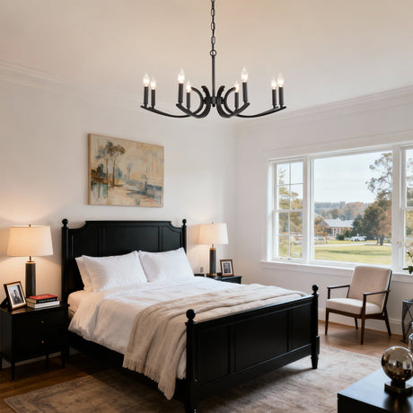 8-Light Farmhouse Chandelier, Black Metal HouseOfZazla