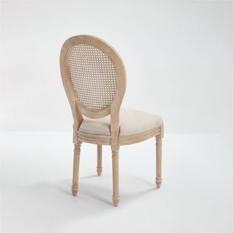 French Country Dining Chairs Set of 2 Upholstered with Rattan Back HouseOfZazla