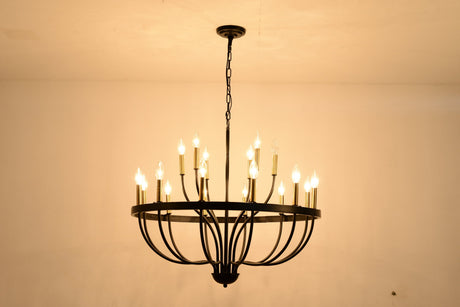 15-Light Industrial Iron Candle Chandelier Modern Farmhouse Pendant Light HouseOfZazla