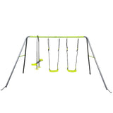 Xns081 Interesting Swingset With Plastic Safe Swing Set 440Lbs For Outdoor Playground For Age 3+ With Face To Face Without Tee - Lime Green