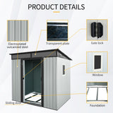Outdoor Metal Storage Shed With Window And Transparent Plate For Garden, Lawn