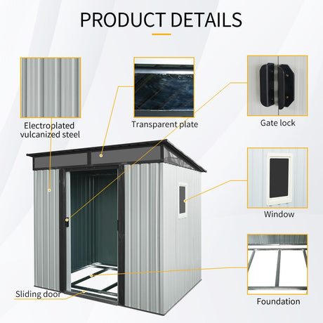 Outdoor Metal Storage Shed With Window And Transparent Plate For Garden, Lawn HouseOfZazla