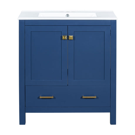 Bathroom Vanity With Single Sink, Combo Cabinet Undermount Sink, Bathroom Storage Cabinet With Two Doors And A Drawer, Soft Closing, Multifunctional Storage, Solid Wood Frame HouseOfZazla