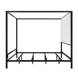 Canopy Bed With Tall Upholstered Headboard, 4 Poster Frame