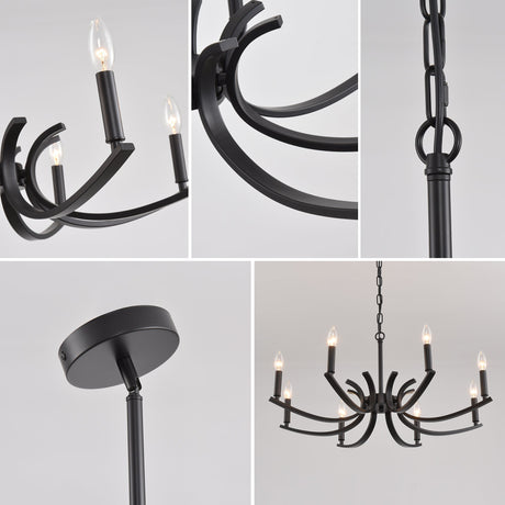 8-Light Farmhouse Chandelier, Black Metal HouseOfZazla