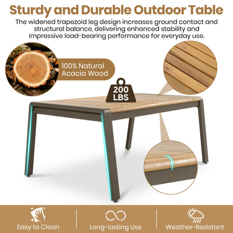6-Piece Outdoor Patio Furniture Set with Steel Frame Sofa & Acacia Wood Table HouseOfZazla
