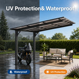 10x10FT PC Roof Carport with Galvanized Steel Frame and Sloped Roof