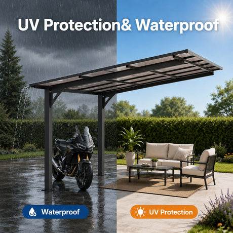 10x10FT PC Roof Carport with Galvanized Steel Frame and Sloped Roof HouseOfZazla