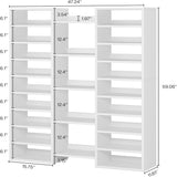 14 Tier Shoe Storage Cabinet With 23 Open Cubbies, 46 Pairs Capacity Entryway Organizer - White