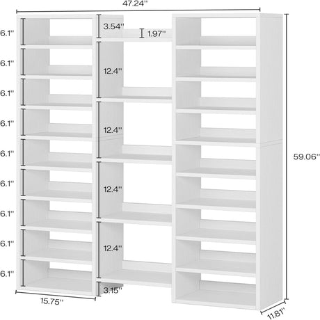 14 Tier Shoe Storage Cabinet With 23 Open Cubbies, 46 Pairs Capacity Entryway Organizer - White HouseOfZazla