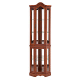 Corner Curio Cabinet With Lights, Adjustable Shelves, Mirrored Back - Walnut