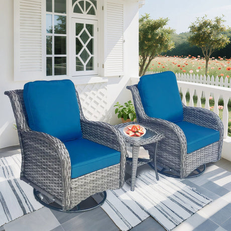 Wicker Patio Furniture Set - 3 Piece Rattan Outdoor Sectional Conversation Set HouseOfZazla
