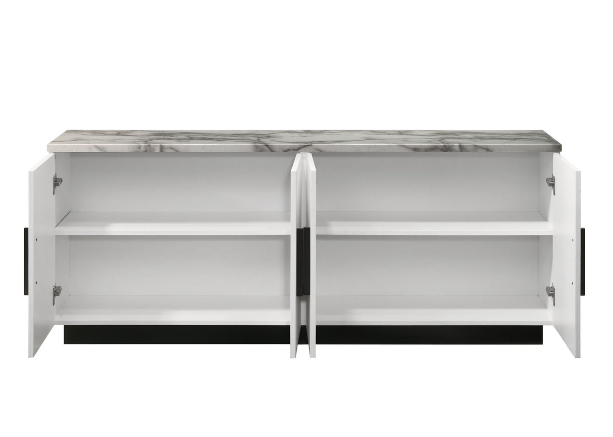 Matilda Cabinet Console Table with White Faux Marble Top