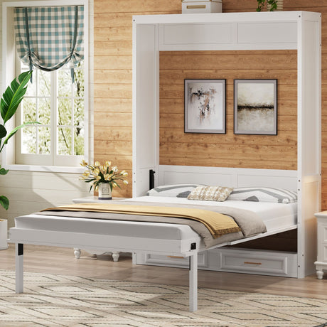 Full Size Murphy Bed With 2 Drawers - Beige HouseOfZazla