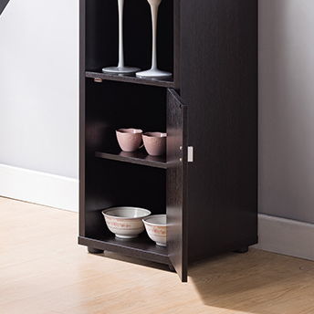 Bar Cabinet, Extended Table Kitchen Cabinet With Wine Bottle Compartment & Open Shelving - Red Cocoa HouseOfZazla