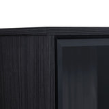 Modern Minimalist Style LED Curio Cabinet With Tempered Glass Door, Metal Legs