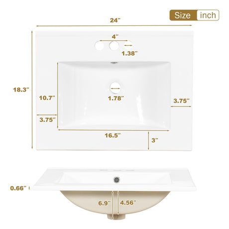 Bathroom Vanity, Modern Bathroom Cabinet With Sink Combo Set, Bathroom Storage Cabinet With A Soft Closing Door And 3 Drawers, Solid Wood Frame HouseOfZazla