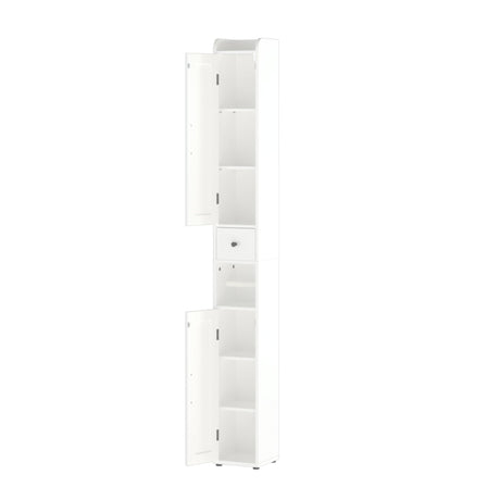 Slim Tall Bathroom Storage Cabinet With Adjustable Shelves, 2 Doors Freestanding Cabinet - White HouseOfZazla