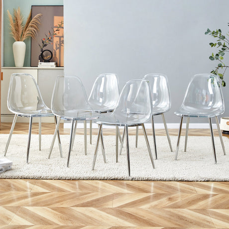 Modern Minimalist Transparent Dining Chair - 6-Piece Set HouseOfZazla