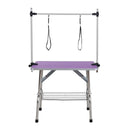 Folding Dog Pet Grooming Table Stainless Steel Frame Rubber Mat On Board With Adjustable Arm And Clamps Pet Dog Cat Grooming Table HouseOfZazla