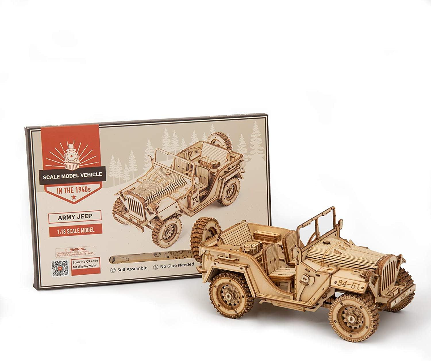 Car Model Kits 3D Puzzles for Adults and Teens DIY Wooden Crafts No Batteries 1:18 Scale Model - WoodArtSupply