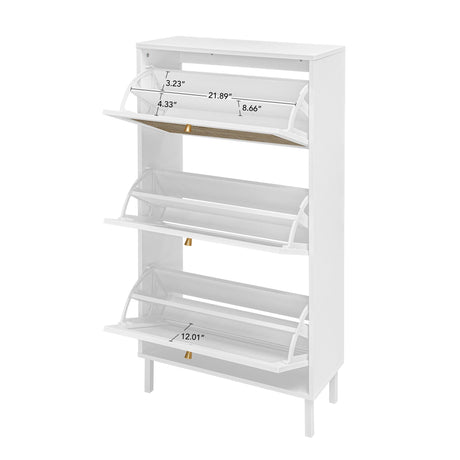 Modern Rattan 3 Door Shoe Rack Cabinet for Entryway HouseOfZazla