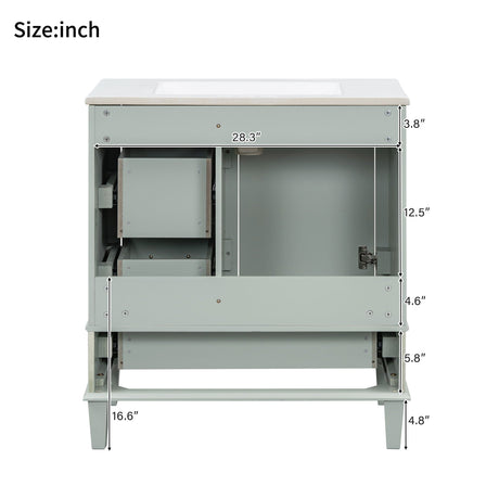 Bathroom Vanity, Modern Bathroom Cabinet With Sink Combo Set, Bathroom Storage Cabinet With A Soft Closing Door And 3 Drawers, Solid Wood Frame HouseOfZazla