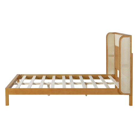 Premium Rubber Wood Platform Queen Bed Frame with Headboard HouseOfZazla