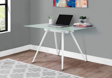 Computer Desk For Home Office, Laptop, Tempered Glass, Contemporary & Modern - White HouseOfZazla