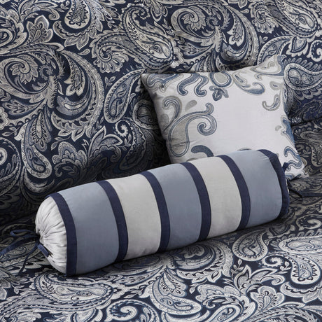 12 Piece Comforter Set with Cotton Bed Sheets Navy Cal King HouseOfZazla