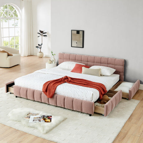 Modern Platform Bed Frame With Thick Fabric HouseOfZazla