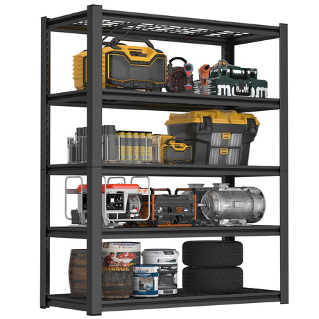 Garage Storage Rack, 5 Layer Adjustable Shelving Unit For Warehouse - Black HouseOfZazla
