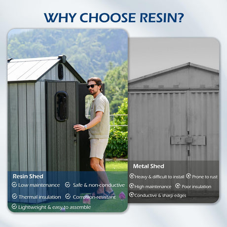 8x14Ft Resin Outdoor Storage Shed with Carpet HouseOfZazla
