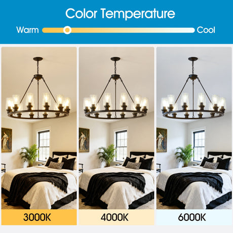 Black Wagon Wheel Chandelier 31.5 Inch Modern Farmhouse Pendant Light HouseOfZazla