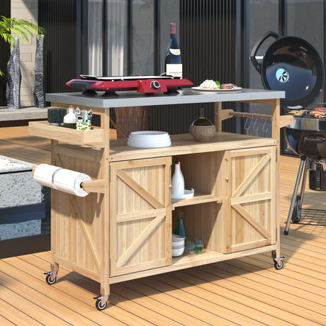 K&K Outdoor Kitchen Island, Rolling Bar Cart & Storage Cabinet HouseOfZazla