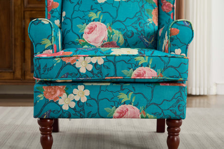 Modern Accent Chair with Retro Wood Legs - Floral HouseOfZazla