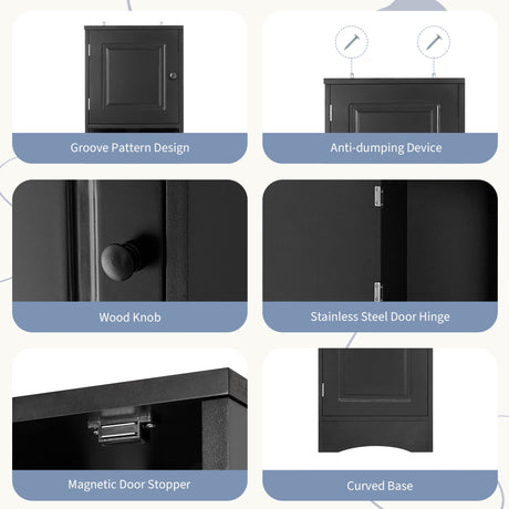 Multi-Functional Corner Cabinet Tall Bathroom Storage Cabinet with Two Doors and Adjustable Shelves, Open Shelf HouseOfZazla