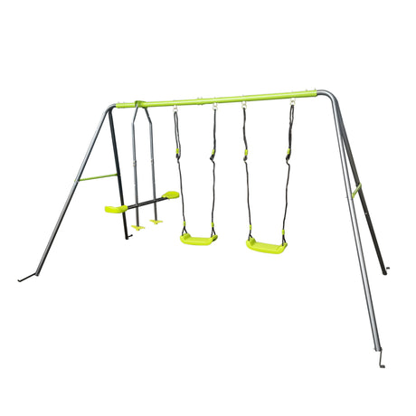 Xns081 Interesting Swingset With Plastic Safe Swing Set 440Lbs For Outdoor Playground For Age 3+ With Face To Face Without Tee - Lime Green HouseOfZazla
